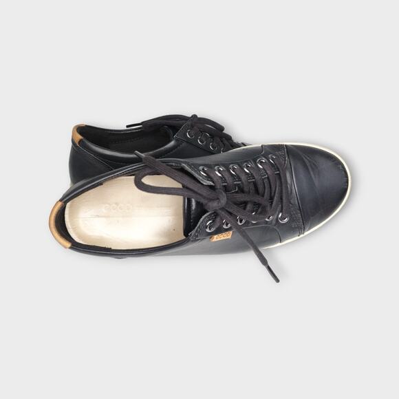 Womens ECCO Black Soft Leather Sneakers Size 7 - 7.5 - Picture 7 of 12